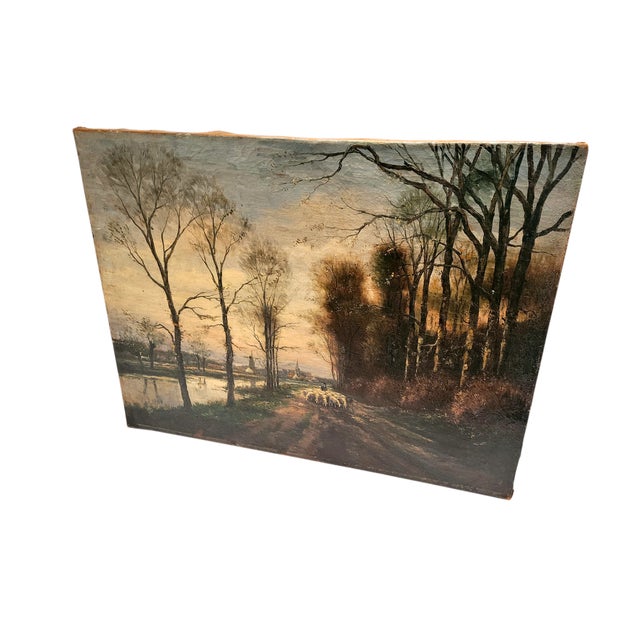 The Hague School, After Anton Mauve, Shepherd with Flock, 1890s, Oil on Canvas For Sale - Image 7 of 13