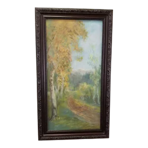 Antique Early 1900s Original Pastel Landscape Signed George Ernest Bingham, Framed