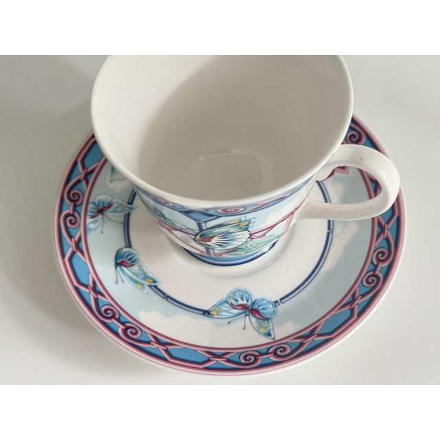 Modern Le Jardin Des Papillons Coffee Cup and Saucer from Hermès, 1990s, Set of 2 For Sale - Image 3 of 8