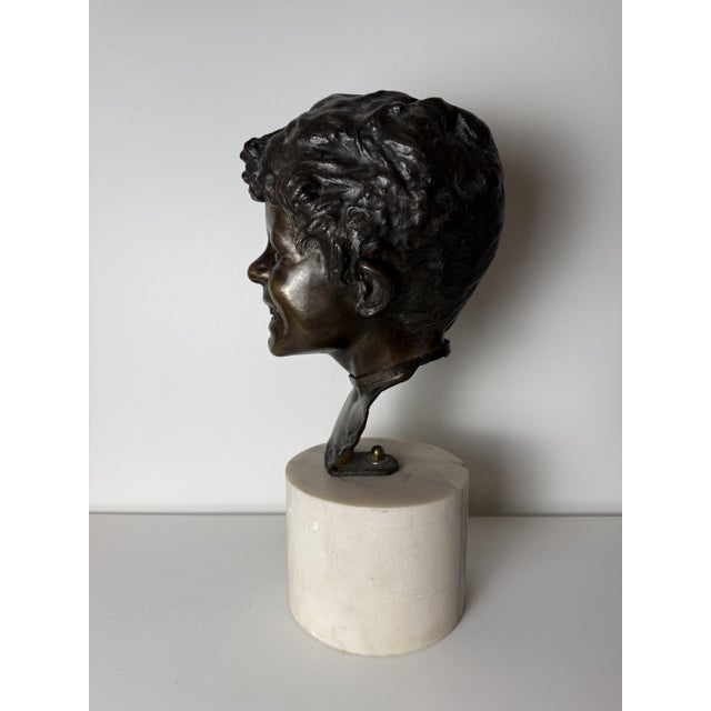 Head of a Neapolitan Street Urchin, Late 19th Century, Bronze on Marble Base For Sale - Image 12 of 18