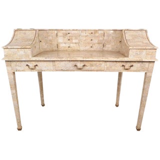 Maitland-Smith Mid-Century Modern Writing Desk in Tessellated Stone For Sale