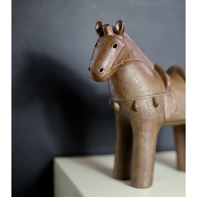 Brown Japanese Ceramic Horse, 1950s For Sale - Image 8 of 17