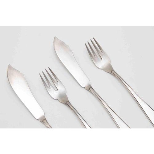 Vintage Italian Silver Fish Cutlery, 1970s, Set of 12 For Sale - Image 4 of 7