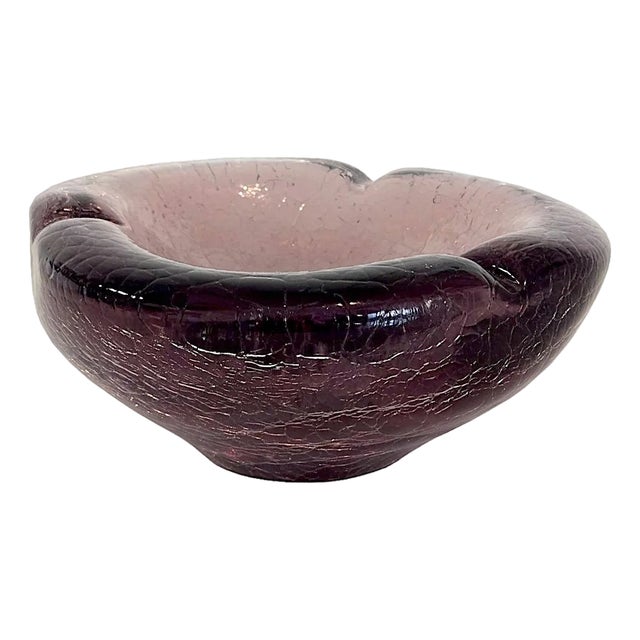 1960s Renato Anatra Murano Ghiacciato Art Glass Catchall/Ashtray, Signed For Sale