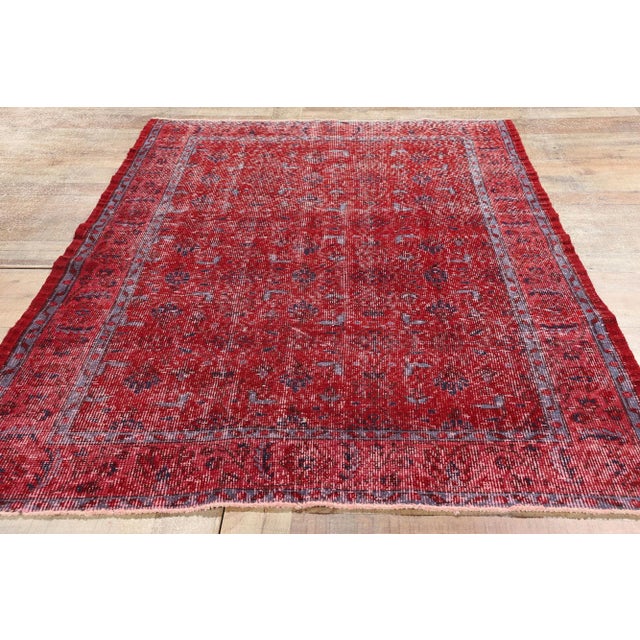 Red Vintage Turkish Sivas Rug - 04'00 x 06'10 For Sale - Image 8 of 9