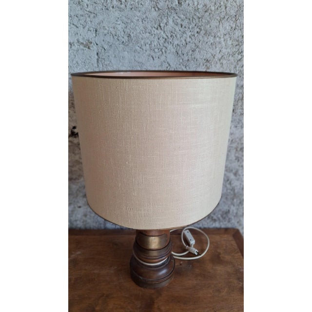 Antique Lamp in Turned Wood and Engraved Brass from Royal Adelaide, 1890s For Sale - Image 12 of 13