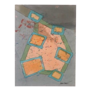 2017 "Orange Rectangles" Nyc Artist Original Abstract Drawing For Sale