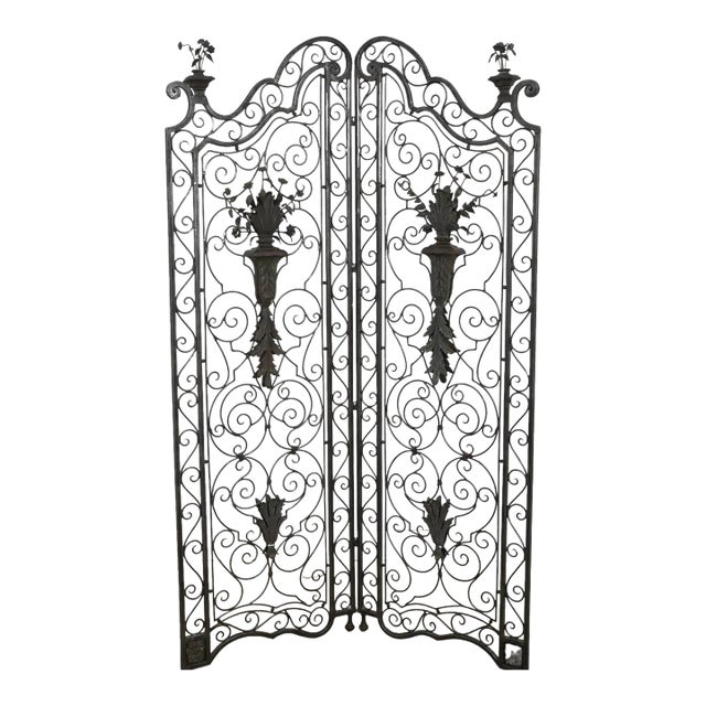 Vintage Maitland Smith Iron & Bronze 2 Section Room Dividers - Set of 2 For Sale