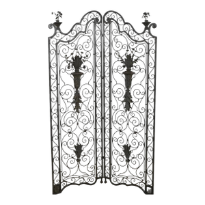 Vintage Maitland Smith Iron & Bronze 2 Section Room Dividers - Set of 2