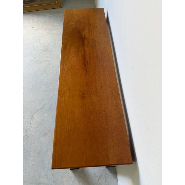 1990s Vintage Chippendale-Style Solid Teak Console Table With Carved Details For Sale - Image 5 of 12