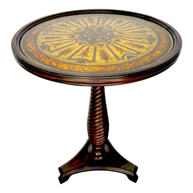 English Regency Style Eglomise Reverse Painted Neoclassical Side Table For Sale