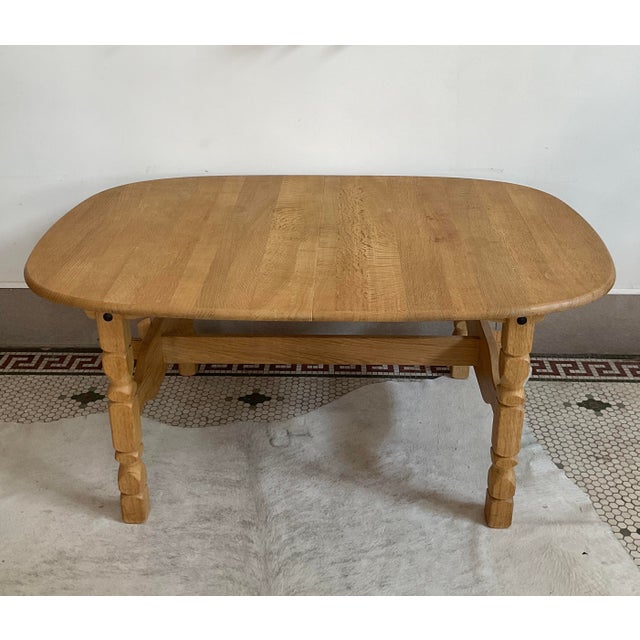 Mid-Century Modern 1970s Danish Brutalist Extendable Oak Dining Table in the Style of Henning Kjærnulf For Sale - Image 3 of 16