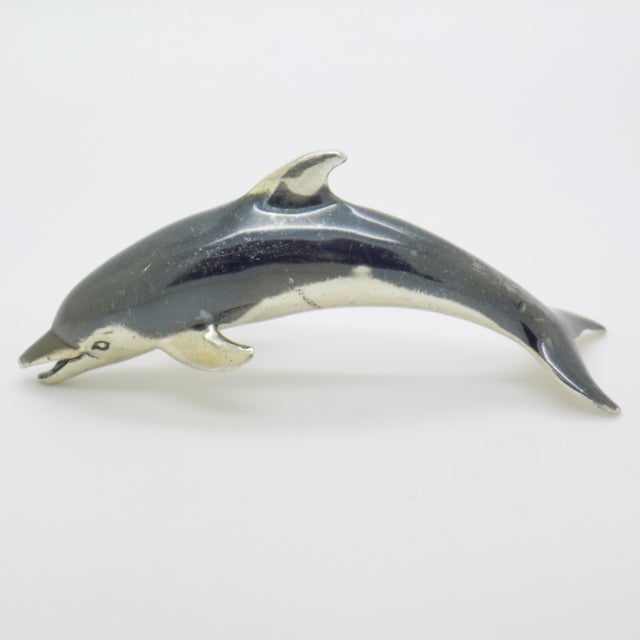 Vintage Italian Handmade Silver 800 Darkened Dolphin Figurine by Saturno, Arezzo, 1980s For Sale - Image 14 of 14