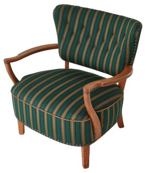 Danish Modern Lounge Chair in Oak & Traditional Danish Olmerdug Wool by Henning Kjærnulf, 1950s