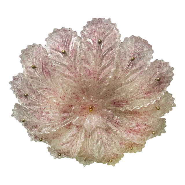 Pink Blossom Ceiling Light in Murano Glass, 1980s For Sale