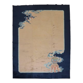 Antique Zabihi Collection Chinese Art Deco Carpet - 8'5" x 10'2" For Sale