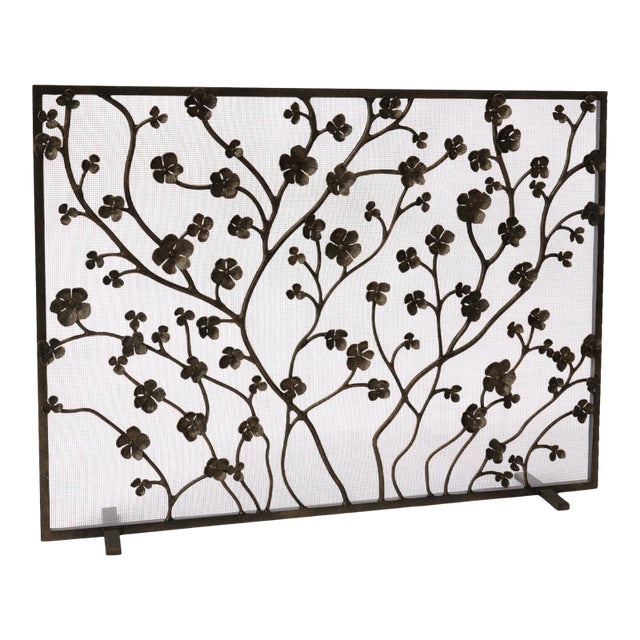 Warm Black Primrose Garden Fireplace Screen For Sale