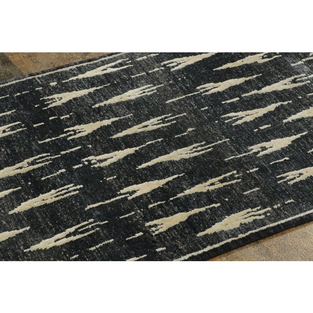 Contemporary Contemporary Block Print Ikat Natural Silk Runner by Rug & Kilim, India For Sale - Image 3 of 7