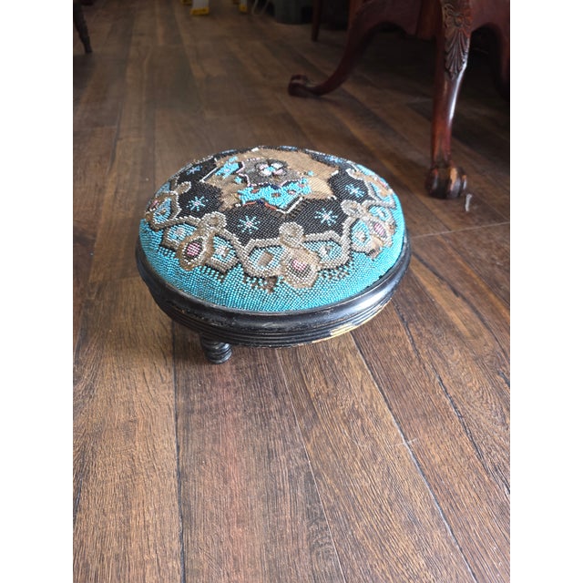Late 19th Century Victorian Beadwork Footstool For Sale - Image 5 of 10