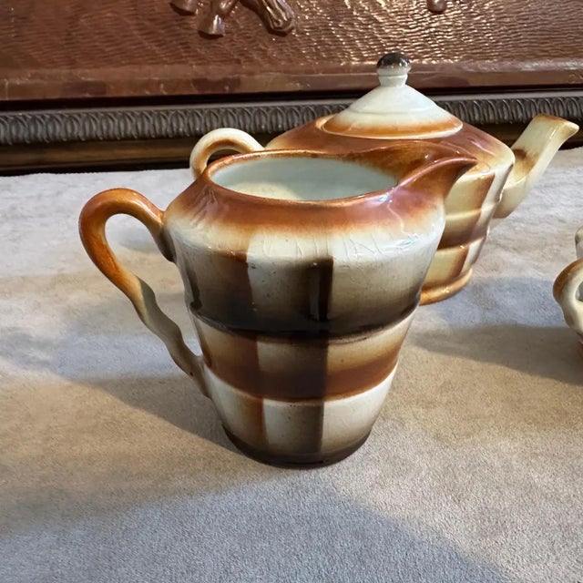 1930s Art Deco Airbrushed Ceramic Tea Set by Ceramiche Piemontesi For Sale - Image 6 of 9