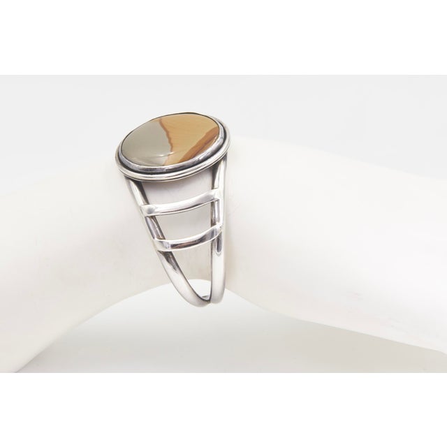 Late 20th Century Southwestern Jasper Sterling Silver Cuff Bracelet For Sale - Image 10 of 10