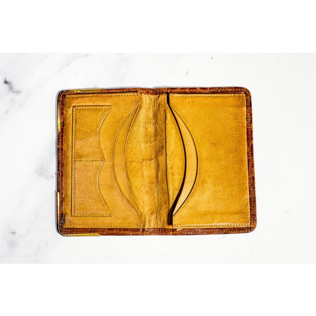 Rare Antique English Victorian Leather 9k Gold Corners English Wallet Case For Sale - Image 9 of 13