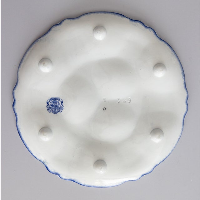 Blue Antique French Bordeaux Vieillard Blue & White Seaweed Oyster Plate Platter, Circa 1890 For Sale - Image 8 of 10