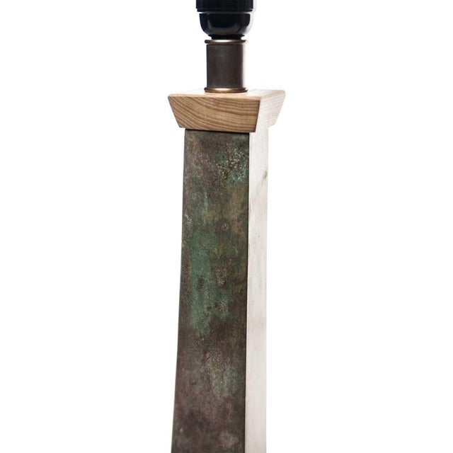 Lawrence & Scott Somand Verdigris Bronze Torchiere Table Lamps a Pair