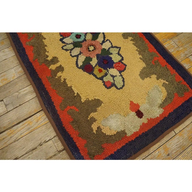 Late 19th Century Outstanding Multi Color With Lovely Floral Design Antique American Hooked Rug For Sale - Image 5 of 11