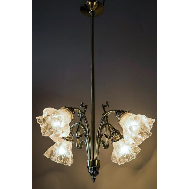 1900 - 1909 Art Noveau Chandelier, 1908 For Sale - Image 5 of 13