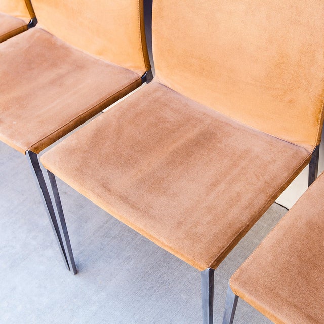 Vintage Italian Suede "Lia" Dining Chairs by Zanotta For Sale - Image 13 of 18