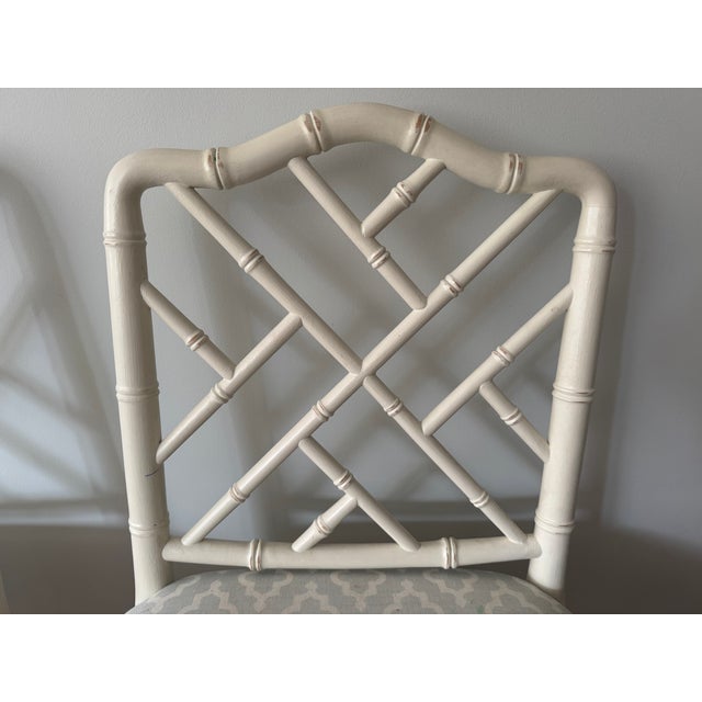 2010s Attributed Ballard Dayna Faux Bamboo Chinese Chippendale Stools, Set of 3 For Sale - Image 5 of 8