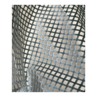 Scalamandré Pomfret Silk Cut Velvet Fabric - Aqua on Beige by the Yard For Sale