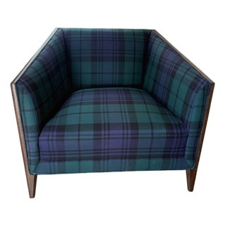 Wood Framed Armchair in Scottish Plaid For Sale
