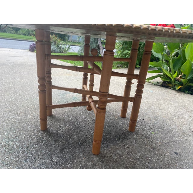 Hollywood Regency 1970s Brass Metal and Wooden Coffee Table For Sale - Image 3 of 13