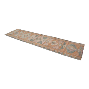 1960s Oushak Handknotted Floral Hallway Runner