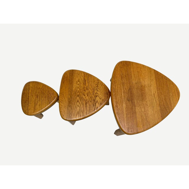 Triangular Oak Nesting Tables by Pierre Chapo, 1970s, Set of 3 | Chairish