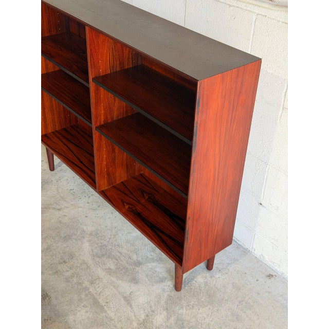 Rosewood Bookcase Small Open Double Column Shelving Unit Made in Denmark 1960s For Sale - Image 9 of 10