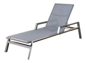 Silver and Carbon Grey Trig Arm Chaise Silver by Janus Et Cie
