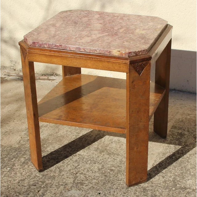 Art Deco Table with Pink Marble For Sale - Image 6 of 8