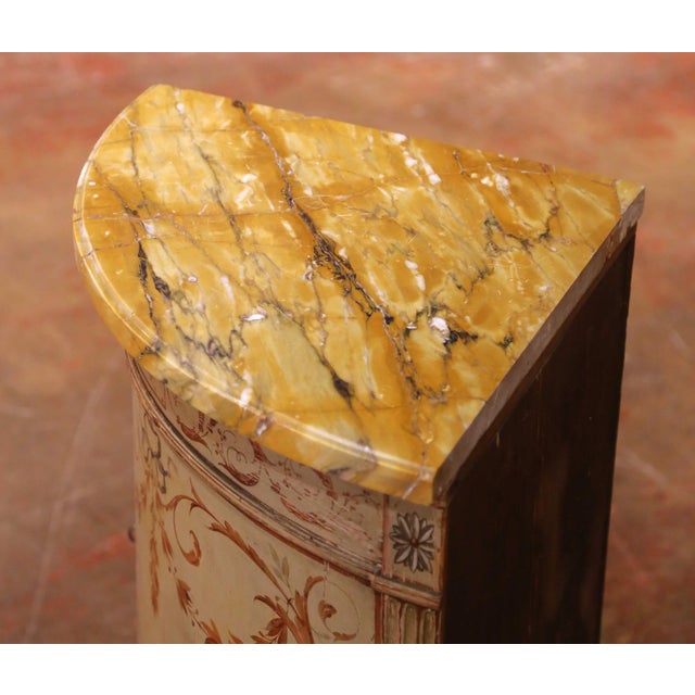 Early 20th Century Italian Venetian Painted Corner Cabinet With Marble Top For Sale - Image 4 of 11