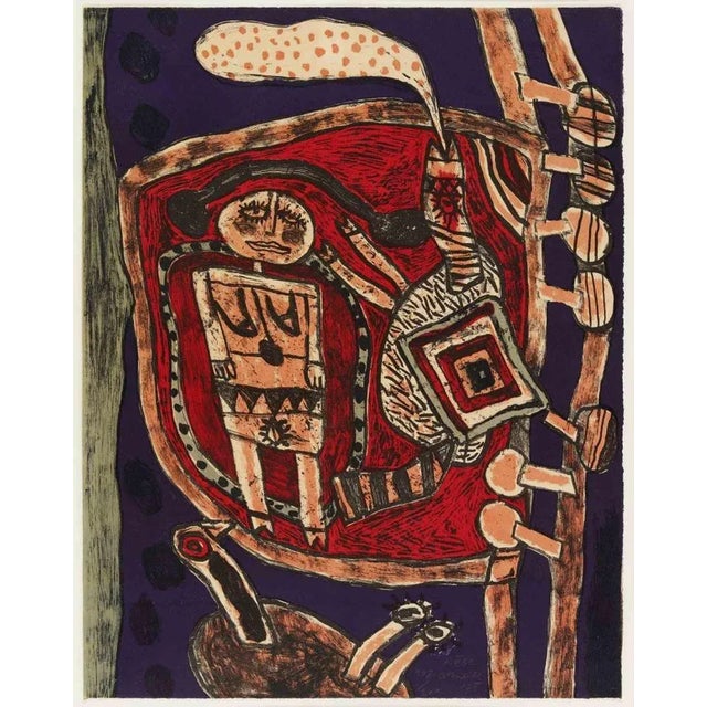 Piège is an original contemporary artwork realized by Guillaume Corneille in 1975. Original Lithograph on vélin paper Hand...