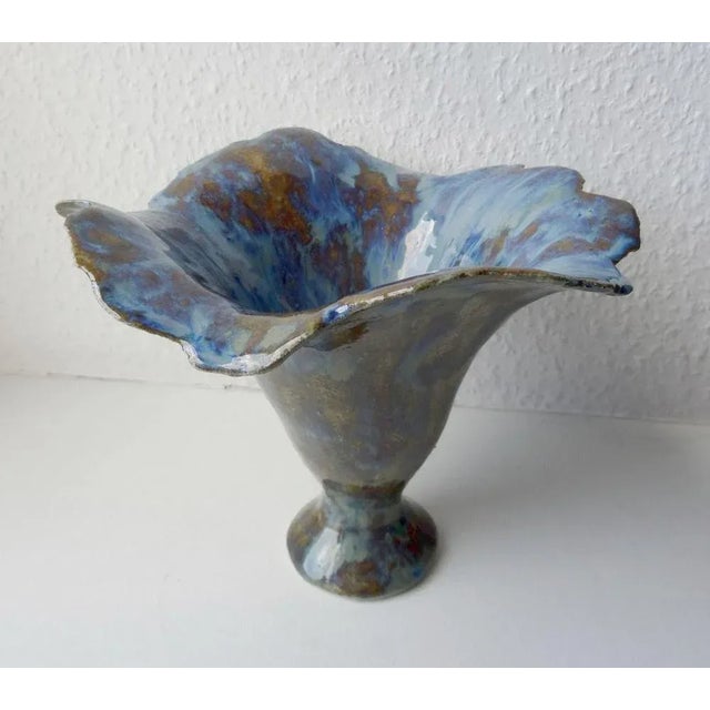 Blue Flower Vase in Stone Mass, 2010s For Sale - Image 4 of 4