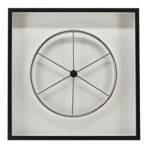 Vintage Chrome Yacht Steering Wheel Framed - Coastal Wall Decor Large