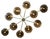 Italian midcentury flush mount with ten smoky Murano glass shades carefully hand blown with bubbles inside the glass using...