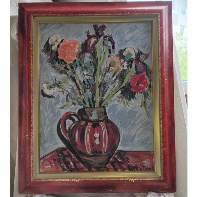 1960s Cantimori (Italian, 1906-1993) Expressionist Floral Still Life Oil Painting For Sale In Tampa - Image 6 of 6