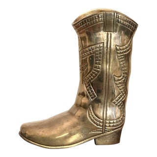 Vintage Western Cowboy Boot, Solid Brass For Sale