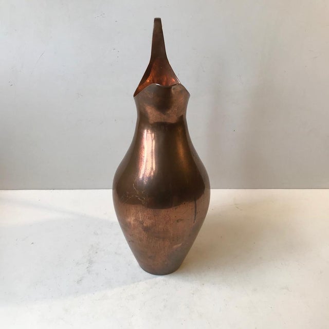 Metal Vintage Copper Masterpiece Pitcher by Henning Koppel for Georg Jensen For Sale - Image 7 of 16
