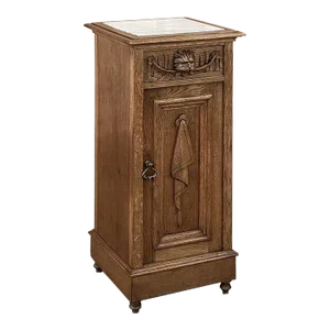 Rustic Antique Neoclassical Marble Top Nightstand ~ Pedestal