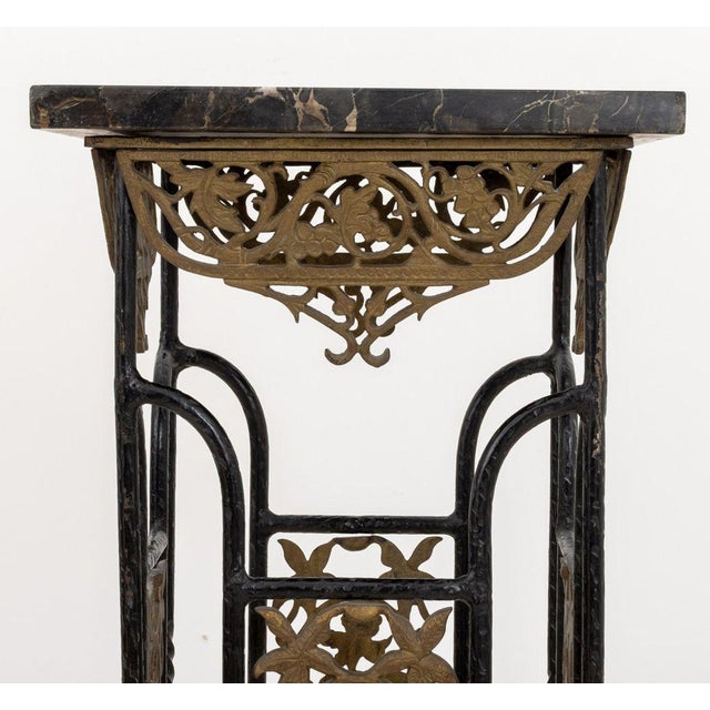 Brandt Style Wrought Iron & Marble Pedestals, Pair For Sale - Image 9 of 10